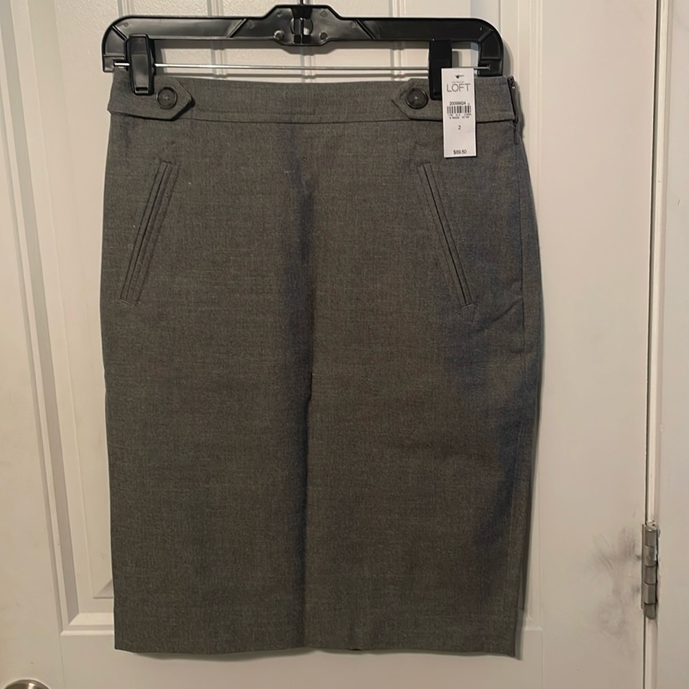 Loft Linen Blend Gray lined Skirt Size 2 NWT